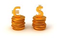 Euro and US dollar Currency equation Royalty Free Stock Photo