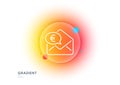 Euro via mail line icon. Send or receive money sign. Gradient blur button. Vector Royalty Free Stock Photo