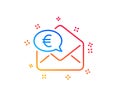 Euro via mail line icon. Send or receive money sign. Vector Royalty Free Stock Photo