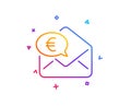 Euro via mail line icon. Send or receive money sign. Vector Royalty Free Stock Photo