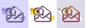 Euro via mail line icon. Send or receive money sign. Halftone dotted pattern. Vector
