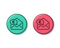 Euro via mail line icon. Send or receive money sign. Vector Royalty Free Stock Photo