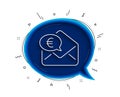 Euro via mail line icon. Send or receive money sign. Vector Royalty Free Stock Photo