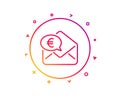 Euro via mail line icon. Send or receive money sign. Vector Royalty Free Stock Photo