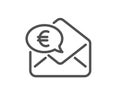 Euro via mail line icon. Send or receive money sign. Vector Royalty Free Stock Photo