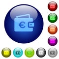 Euro wallet color glass buttons Royalty Free Stock Photo