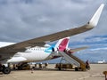 Euro wings airplane at the airport of Faro