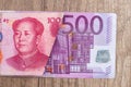 500 euro and 100 yaun bills