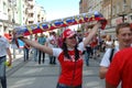 Euro2012 - Russian female fan Royalty Free Stock Photo