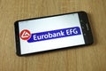 Eurobank Ergasias SA logo displayed on smartphone Royalty Free Stock Photo