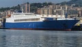 eurocargo enter in genova harbour & x28;ponte libia Royalty Free Stock Photo