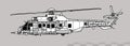 Eurocopter EC725 Caracal, Airbus Helicopters H225M. Vector drawing of tactical transport helicopter.