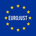 Eurojust sign with the European flag Royalty Free Stock Photo