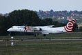 Eurolot jet approaching airport, landing Royalty Free Stock Photo