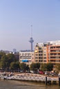 Euromast, the observation tower of Rotterdam city as seen from Het Park