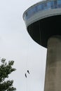 Euromast, various persons do abseil from the highest tower of Rotterdam