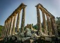 Euromos Euromus Ancient City.  Soke - Milas road, Mugla, Turkey. Temple of Zeus Lepsynos was built in the 2nd century Royalty Free Stock Photo