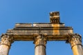 Euromos Euromus Ancient City.  Soke - Milas road, Mugla, Turkey. Temple of Zeus Lepsynos was built in the 2nd century Royalty Free Stock Photo