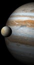 Europa moon and Jupiter planet in the outer space. 3d render Royalty Free Stock Photo