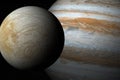 Europa moon and Jupiter planet in rotation in the outer space Royalty Free Stock Photo