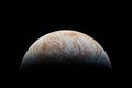 Europa, moon of the planet Jupiter, isolated on black background Royalty Free Stock Photo