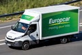 Iveco Daily of Europcar on motorway Royalty Free Stock Photo
