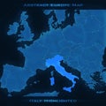 Europe abstract map. Italy highlighted. Vector background. Futuristic style map.