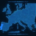 Europe abstract map. Portugal highlighted. Vector background. Futuristic style map. Royalty Free Stock Photo