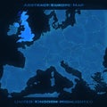 Europe abstract map. United Kingdom highlighted. Vector background. Futuristic style map. Royalty Free Stock Photo