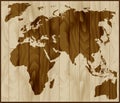 Europe, Asia and Africa map on wood background Royalty Free Stock Photo