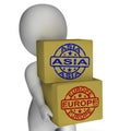 Europe Asia Import And Export Boxes Royalty Free Stock Photo