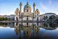 Europe. Austria. Karlskirche Church in Vienna in the evening at sunset Royalty Free Stock Photo