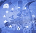 Europe blue color map detail Royalty Free Stock Photo