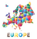 Europe - colorful low poly continent shape.