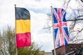 Europe countries flags against a blue sky Royalty Free Stock Photo