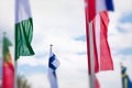 Europe countries flags against a blue sky Royalty Free Stock Photo