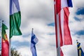 Europe countries flags against a blue sky Royalty Free Stock Photo