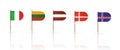 Denmark, Lithuania, Latvia, Iceland and Italy flag Royalty Free Stock Photo