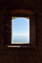 Europe, Croatia, old town Dubrovnik, open window on fortress Lovrijenac with view on sea Royalty Free Stock Photo