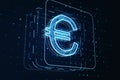 Europe currency and traditional money concept with digital euro sign in frame on dark technological background. 3D rendering Royalty Free Stock Photo