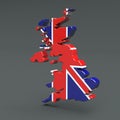 Europe 3D map of Uk isolated on dark background