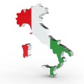 Europe 3D map of italy isolated on white background Royalty Free Stock Photo