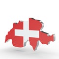 Europe 3D map of switzerland isolated on white background