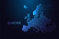 Europe digital map with glowing network nodes and modern typography, vector illustration. Royalty Free Stock Photo