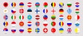 Europe flags vector illustration. European countries rounded national icons. EU official flags set with state name. UK Royalty Free Stock Photo