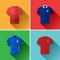 Europe Football Jersey Flat Icon Set