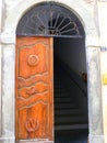 Europe, France, Corsica, Bastia, alleyway, old door Royalty Free Stock Photo