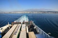 Europe,Greece, Patras, boat and city.
