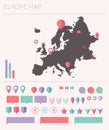 Europe high detailed map info graphics flat trendy