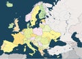 Europe high detailed political map with main rivers. All elements separated in detachable layers.